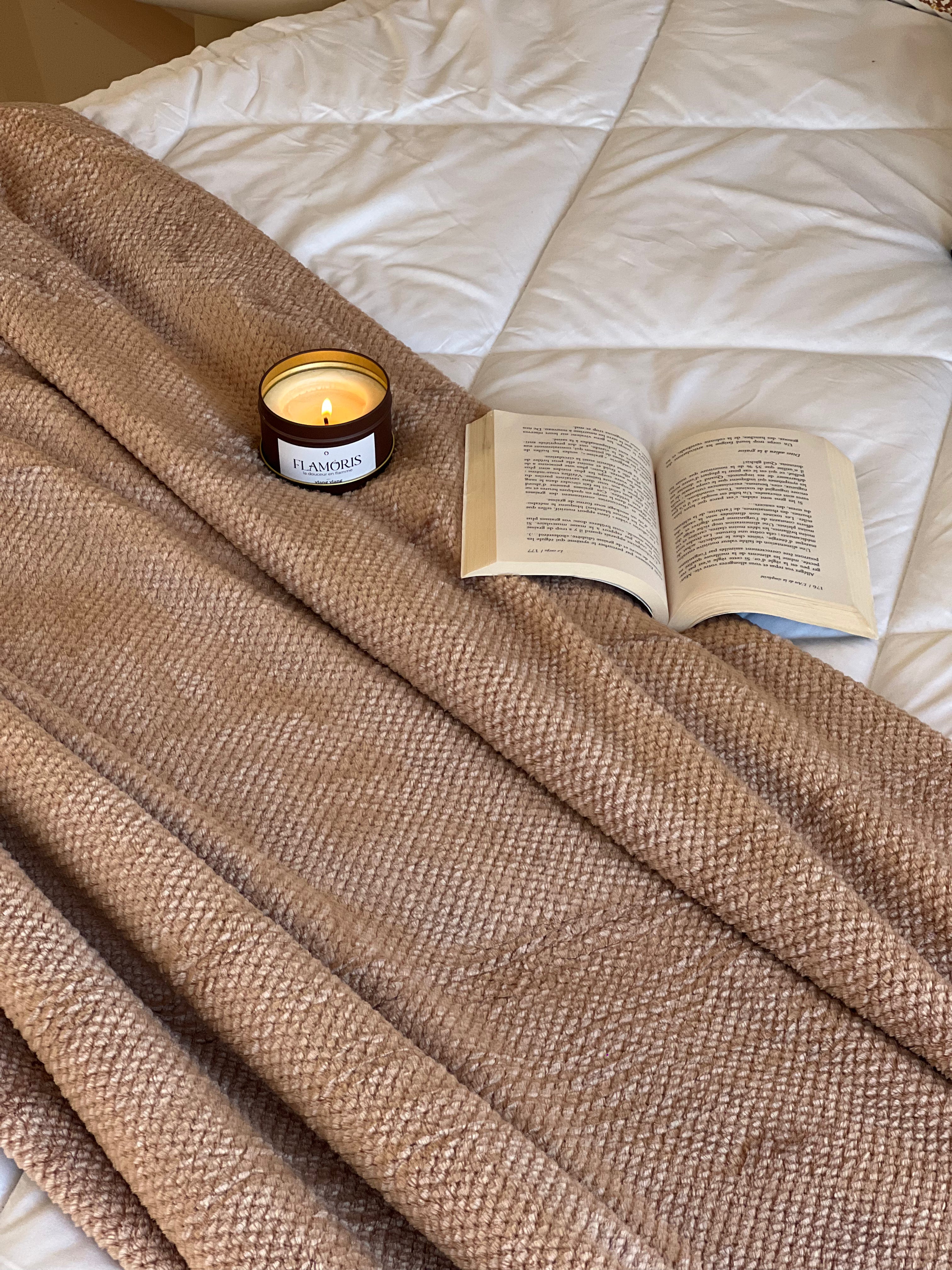 Plaid polaire effet nid d'abeille