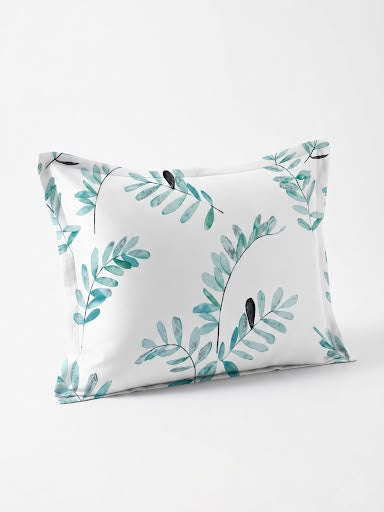 Taies d'oreiller - Bleu Floral - Satin de coton