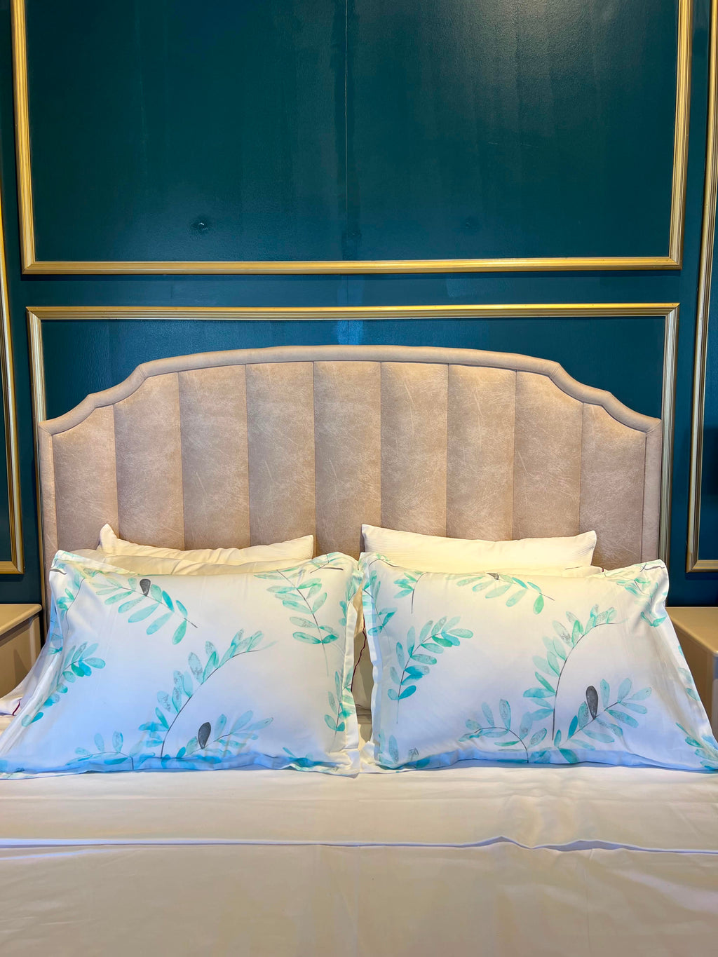 Taies d'oreiller - Bleu Floral - Satin de coton