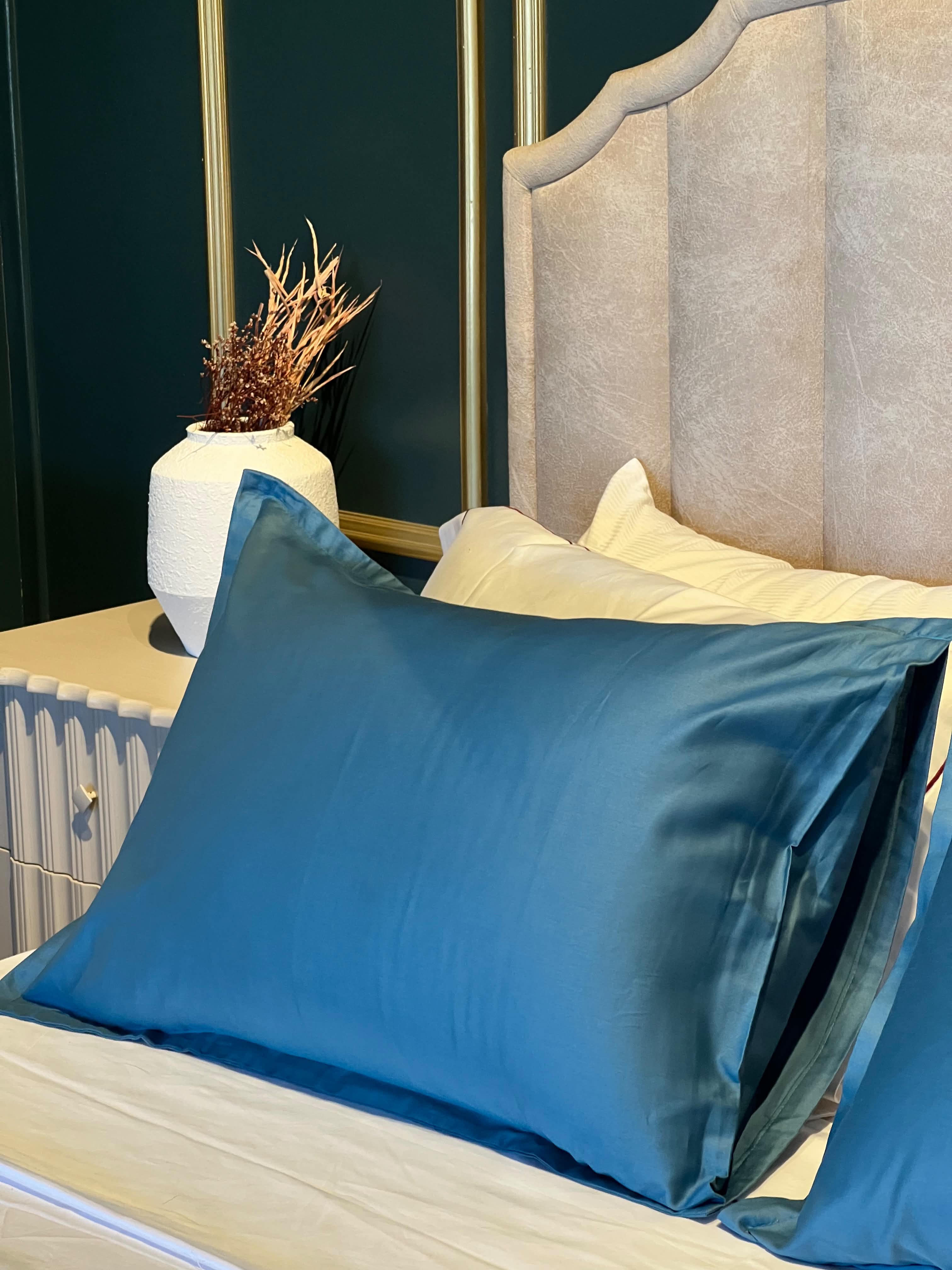 Taies d'oreiller - Bleu Turquoise - Satin de coton
