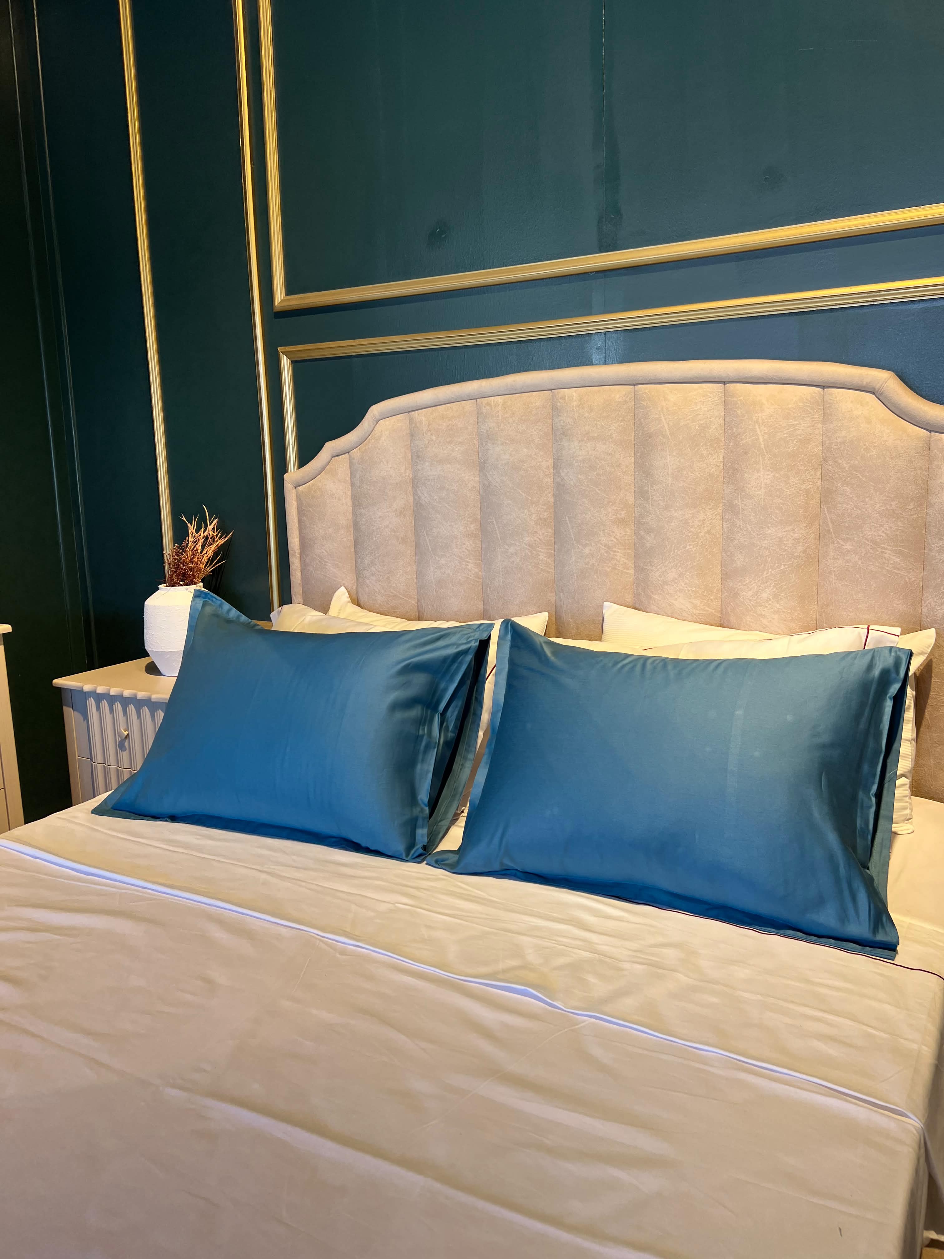 Taies d'oreiller - Bleu Turquoise - Satin de coton