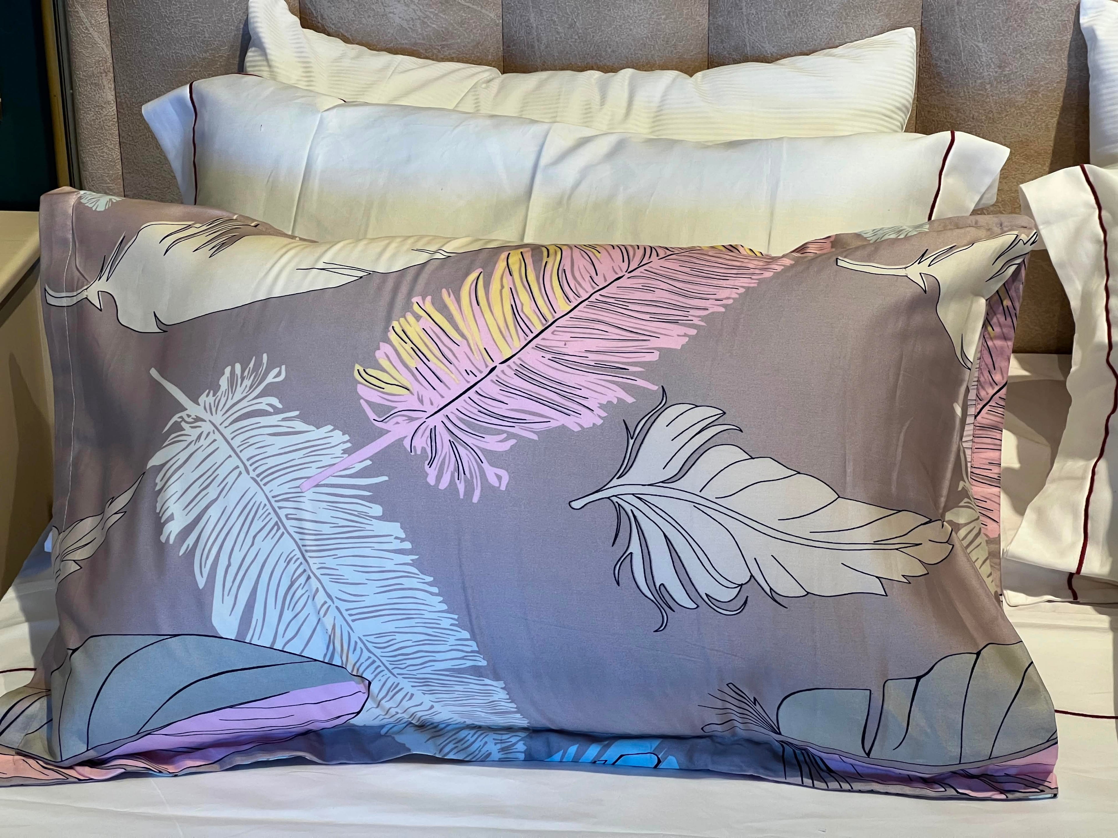 Taies d'oreiller - Plume - Satin de coton