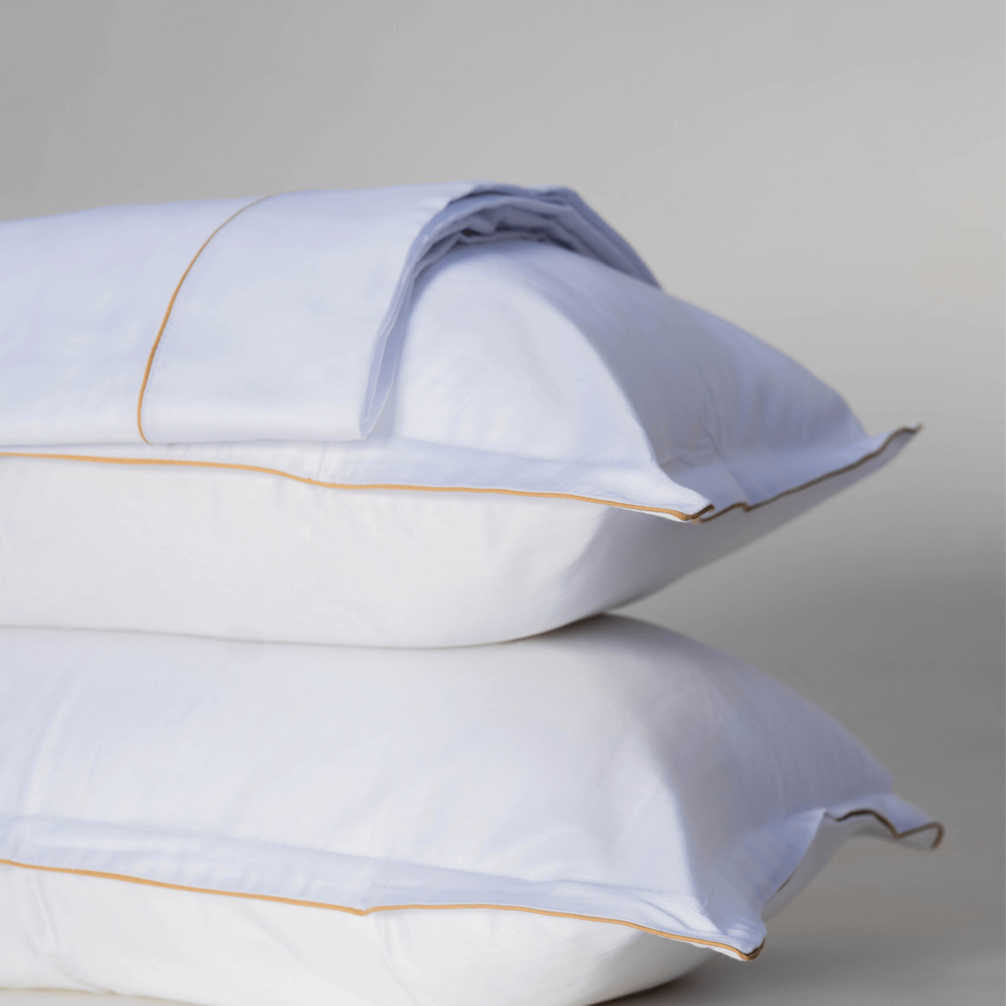 Parure de lit satin de coton Blanc Avec fil Beige – Image 5