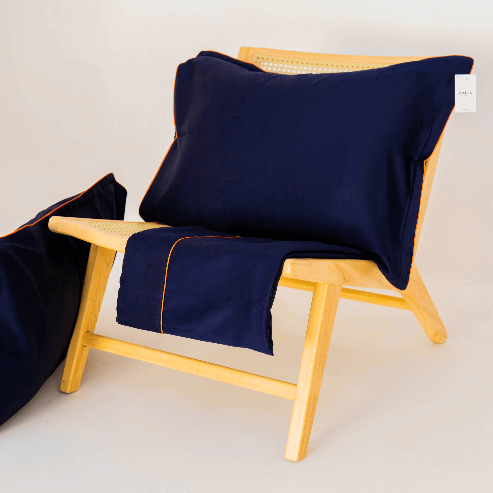 Parure de lit satin de coton Bleu - Avec fil – Image 6