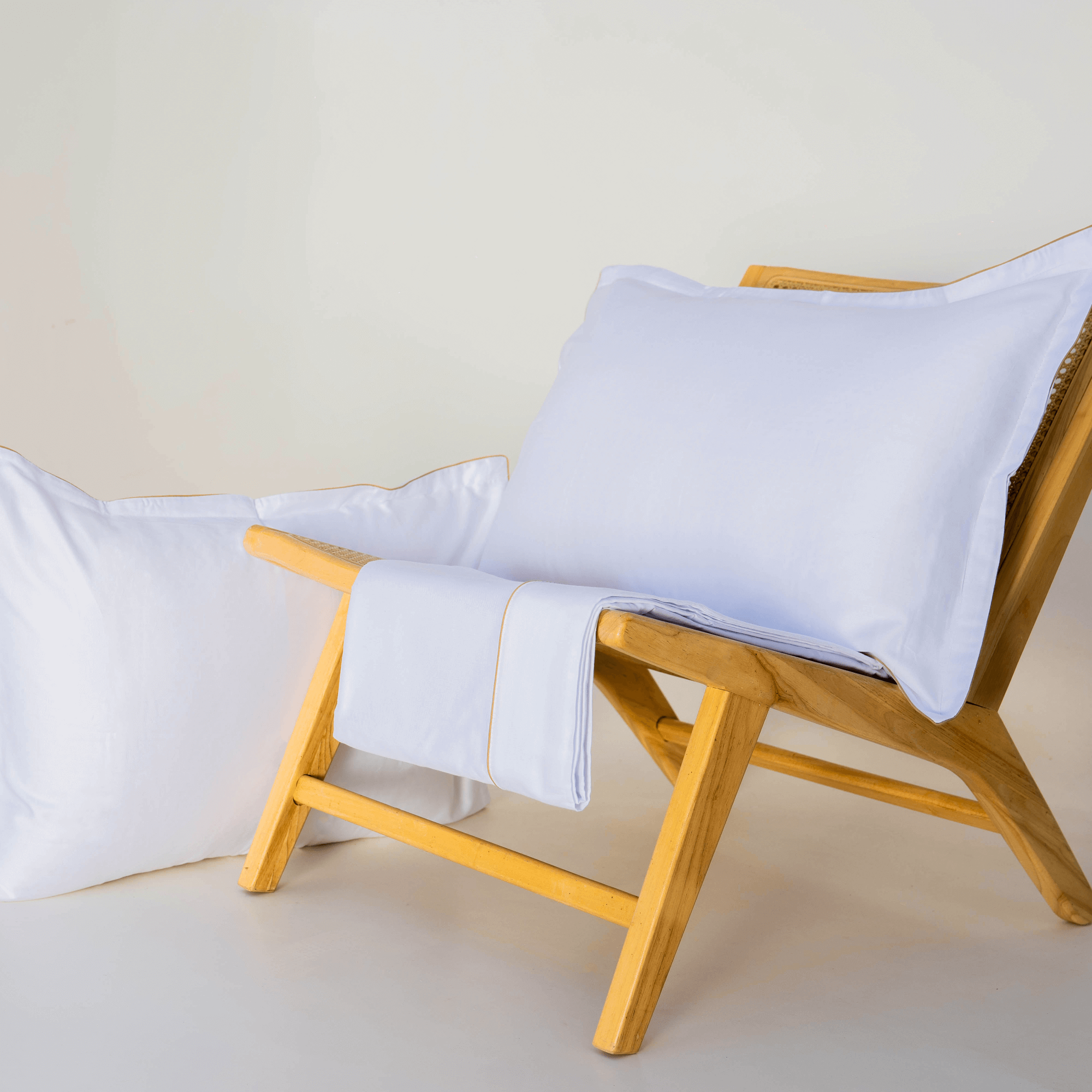 Parure de lit satin de coton Blanc Avec fil Beige