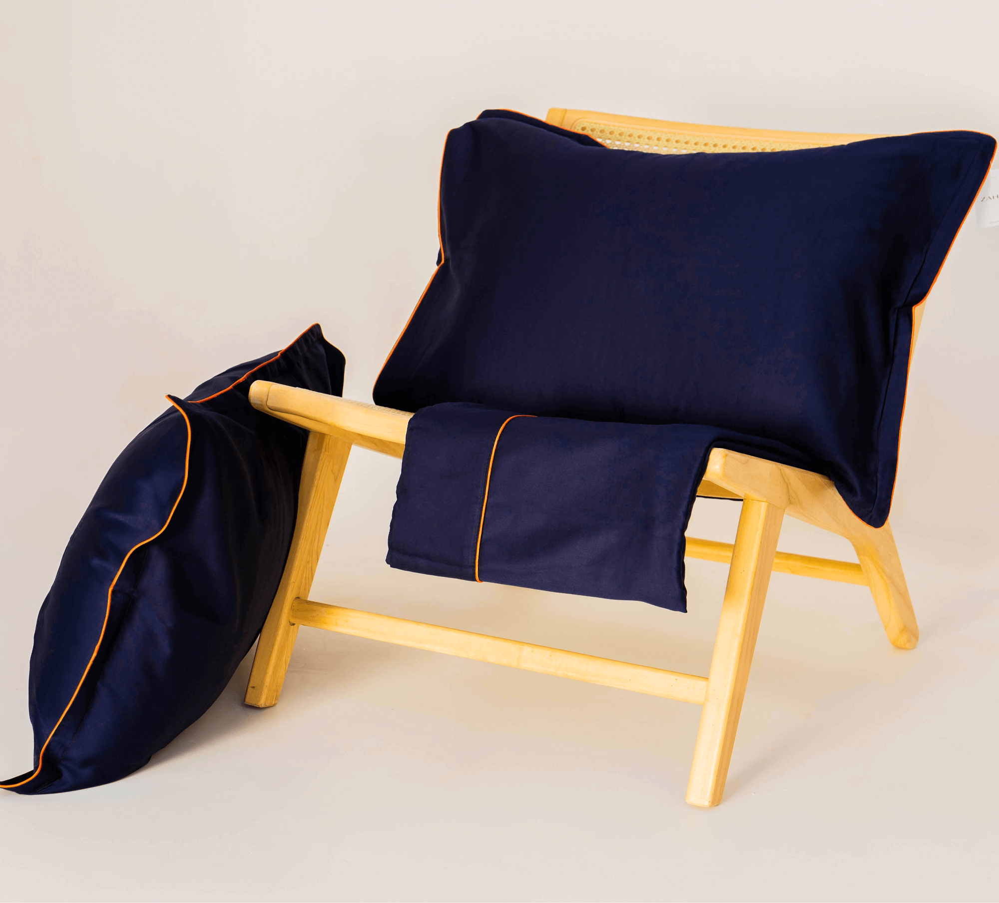 Parure de lit satin de coton Bleu - Avec fil
